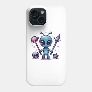 Cute Angry Alien With Skull Weapons Phone Case