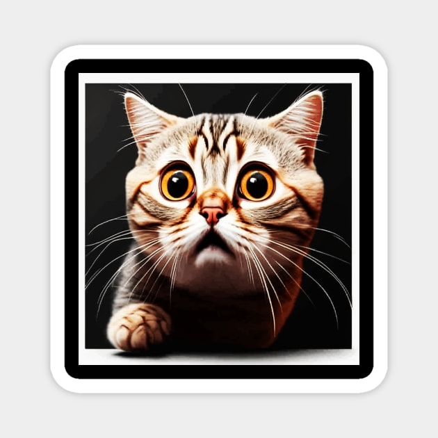 Funny Scared Cat Face, Cat Lover, Scaredy cat Magnet by logiamerch