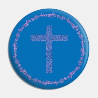 cross floral Pin