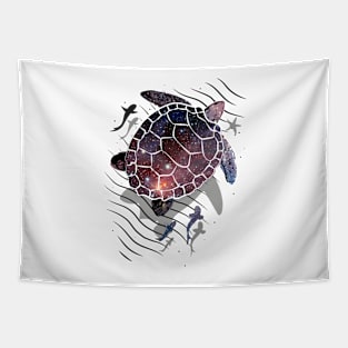 Floating space turtle Tapestry