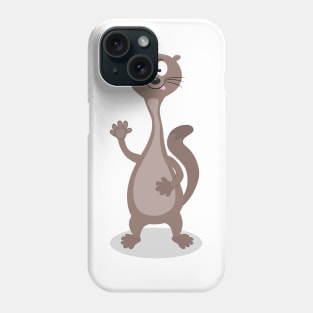 Funny weasel waving cartoon illustration Phone Case