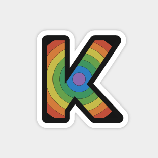 Retro Rainbow 'K' Sticker Magnet