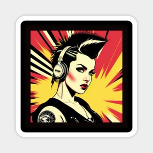 Punk Rock Girl Comic Book Style Magnet