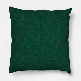 Emerald Green Winter Scene - Monochrome - Cozy Winter Collection Pillow