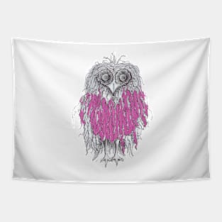 COVID Scribble Funky Owl on Minty Green Tapestry