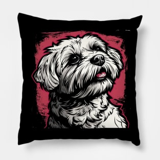 Retro Art Maltese Dog Lover Pillow