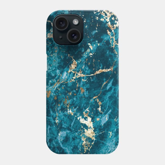 Marble Turquoise Blue Gold Phone Case by ivaostrogonac