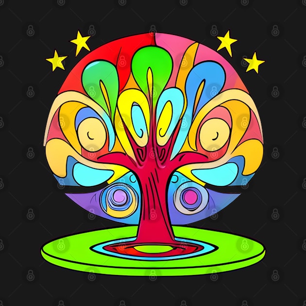 Vibrant 70s Style World Tree of Life (MD23ERD006b) by Maikell Designs