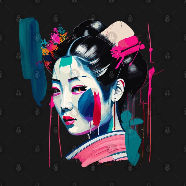 Geisha Girl Head Painting by Ravenglow