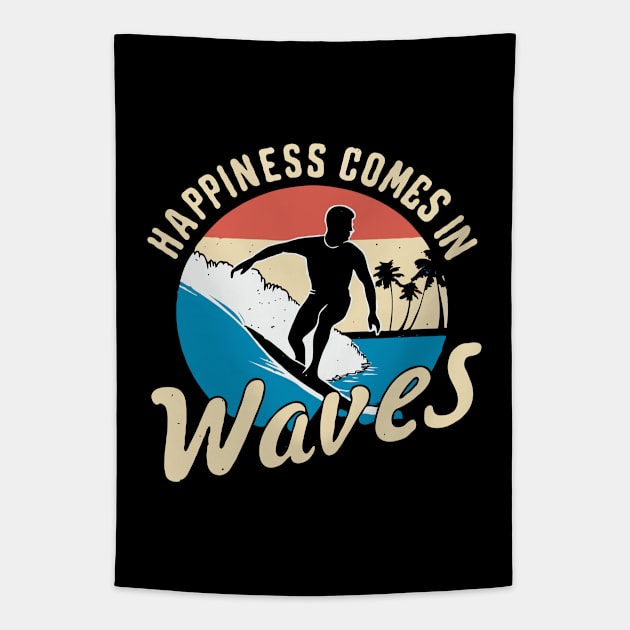 Happiness Comes In Waves, Retro Sea Lover Tapestry by Chrislkf