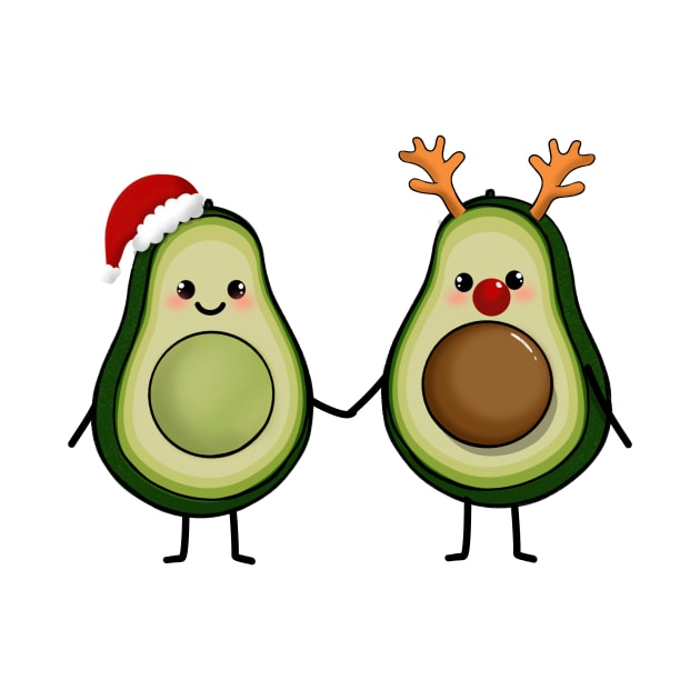 Christamas Avocados Cute avocado couple by SusanaDesigns