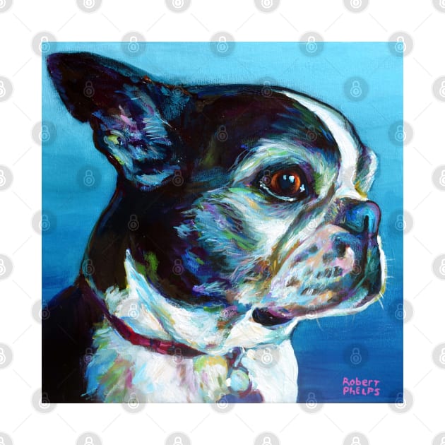 Cute BOSTON TERRIER Painting by RobertPhelpsArt