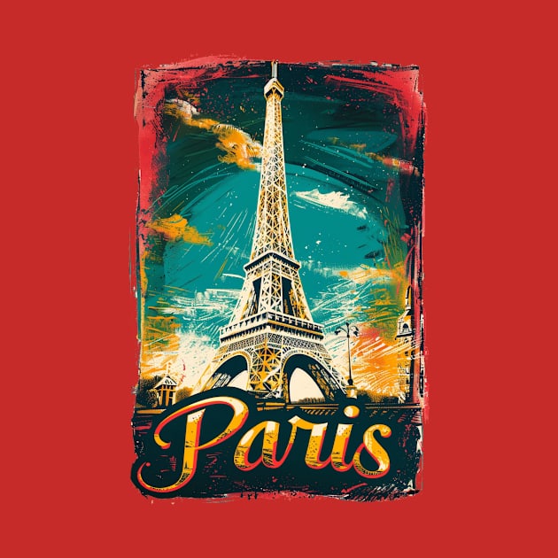 Paris Retro France t-shirt by GreenMary Design