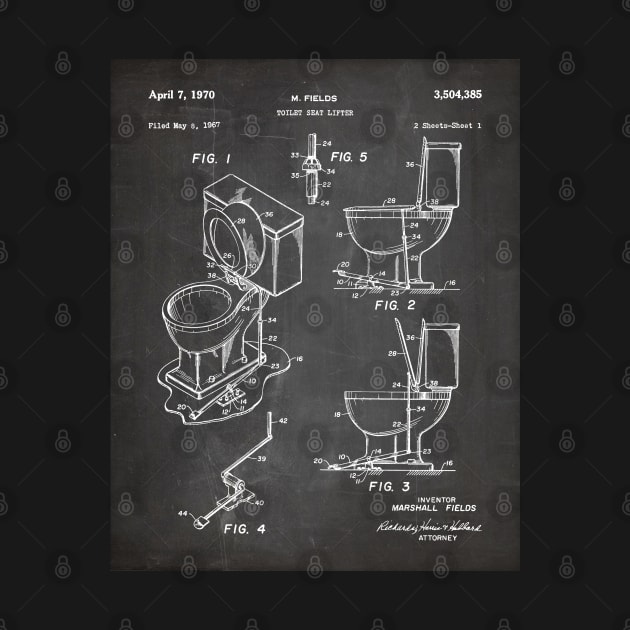 Toilet Seat Patent - Housewarming Bathroom Art - Black Chalkboard by patentpress