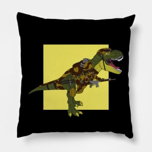 T-rex is a war veteran in prehistoric times #2 Pillow