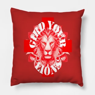 Gird Your Lions England Coach Fun Idiom White Text Red Lion Pillow