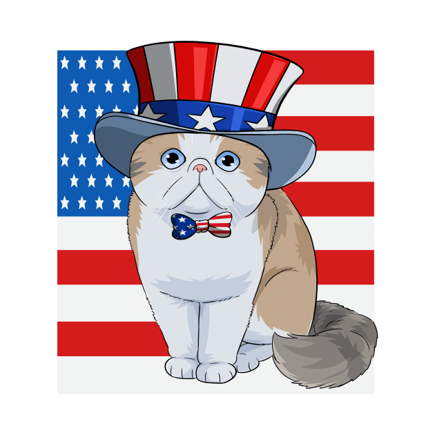 Exotic Shorthair Cat 4th of July by Noseking