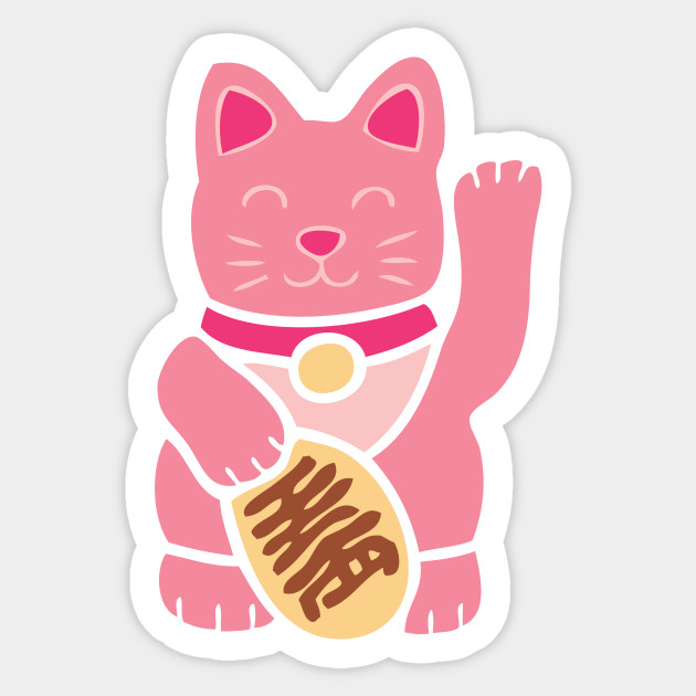 Lucky Waving Cat In Pastel Pink Cat Sticker Teepublic