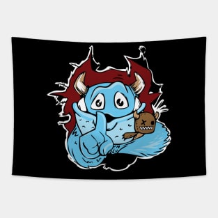 Cute Silly Monster & Teddy Bear - Halloween 2019 Funny Tapestry