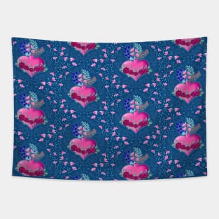 blooming heart pattern Tapestry