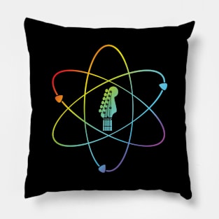 Electric Guitar Headstock Atom Symbol Colorful Pillow