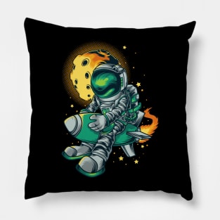 astronaut rocket illustration Pillow