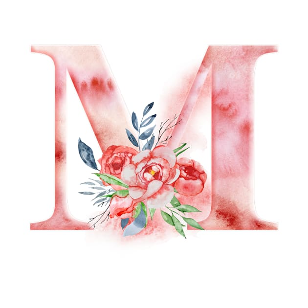 Floral Watercolor Monogram - M by MysticMagpie