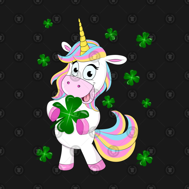 St. Patrick's Day Lucky Unicorn Holding a Four Leaf Clover Unicorn St Patricks Day TShirt