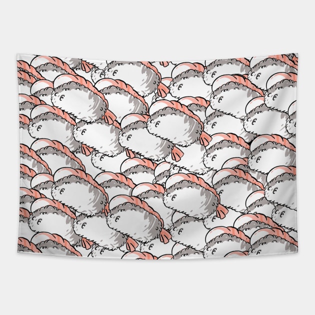 Nigiri Ebi Everywhere Tapestry by Uwaki