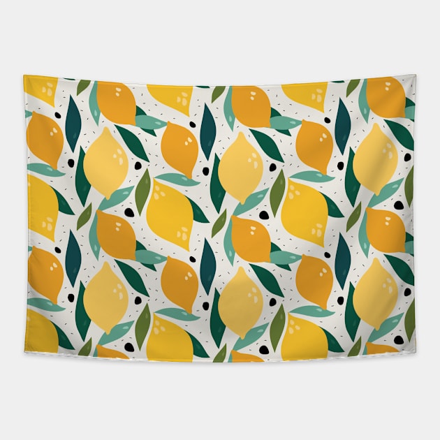 Simple Fruit fruity Lemons Summer Pattern Tapestry by NJORDUR