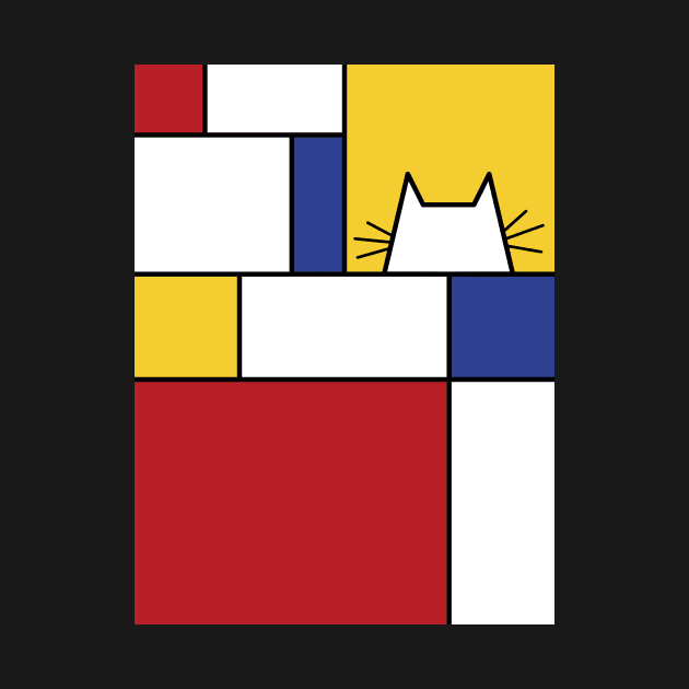 Piet Mondrian Inspired, Abstract T-Shirt for Cat Lovers by mmoskon