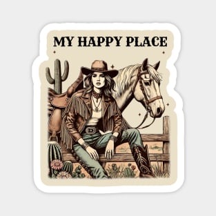 Cowgirl's Happy Place Magnet