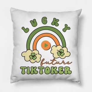 Lucky Future Tiktoker for Kids, St. Patricks Day Kids Gift, Future Tiktoker, Lucky Shamrock, Rainbow Lucky Future Tiktoker Kids Pillow