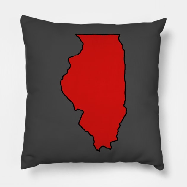 Illinois - Red Outline Pillow by loudestkitten