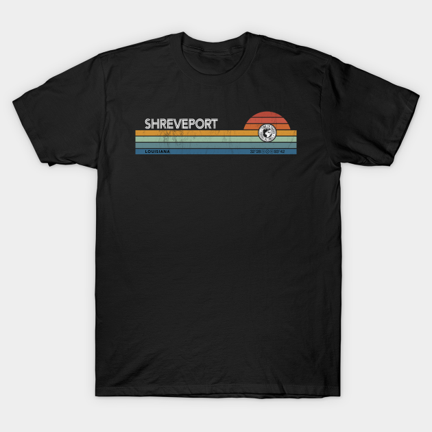 Shreveport Louisiana USA America Retro Sunset Rainbow Synth Striped - Shreveport - T-Shirt