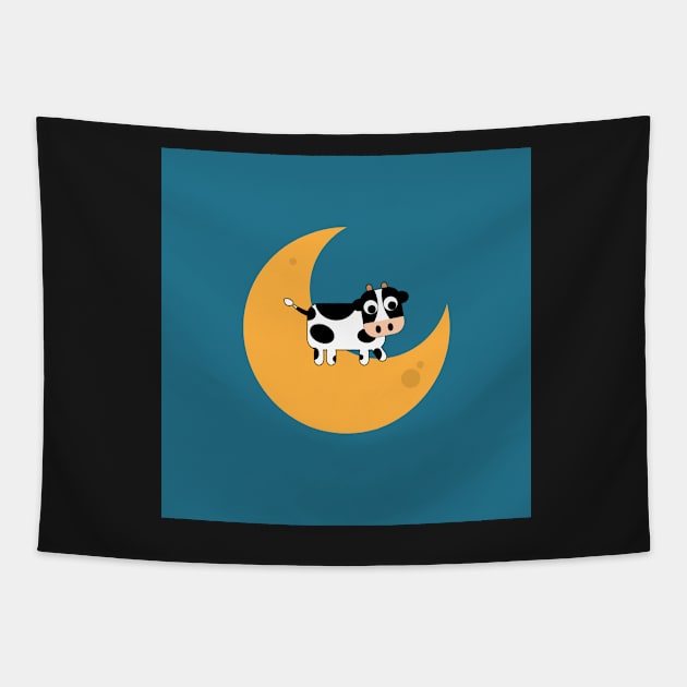 Moon Cow Tapestry by greenoriginals