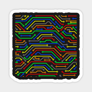 Colorful PCB printed circuit board  trace lines art Magnet