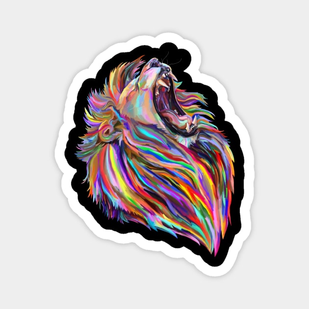 Roaring Regal Rainbow Lion Magnet by Art by Deborah Camp