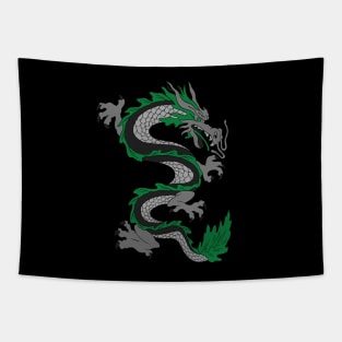 Japanese Dragon; Green Asian Dragon; Asian Tattoo Inspired Retro 80s Style Tapestry