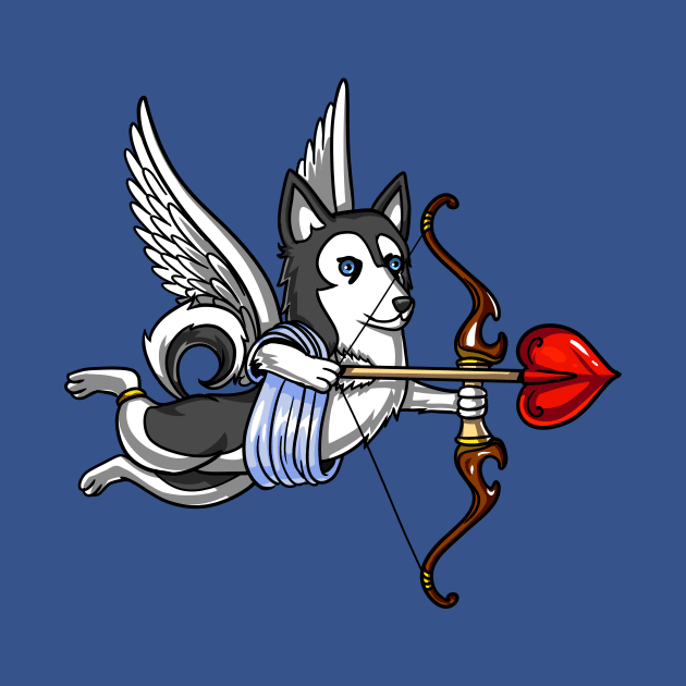 Siberian Husky Dog Cupid Valentines Day by underheaven