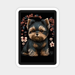 Super Cute Yorkshire Terrier Puppy Portrait - Japanese style Magnet