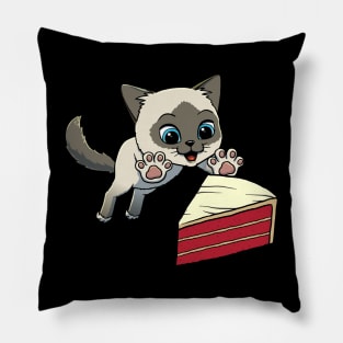 Birman Cat excited to eat Red Velvet Cake Pillow