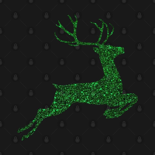 Dark Green Faux Glitter Reindeer by Felicity-K