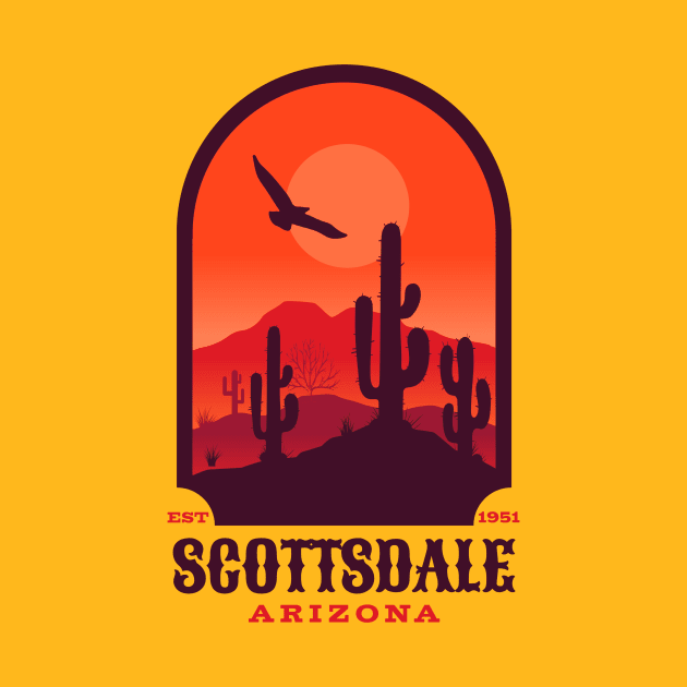 Scottsdale Arizona Retro Vintage Arizona Boho Desert Saguaro Cactus Mountains by Awesome Soft Tee