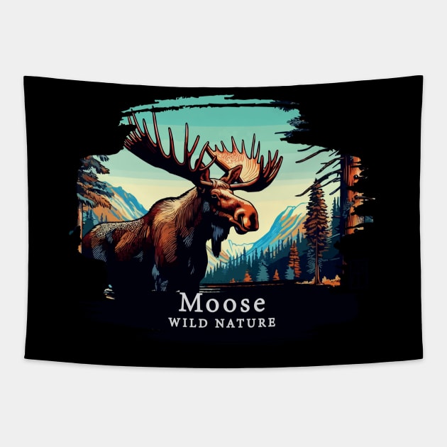 Moose- WILD NATURE - MOSE -10 Tapestry by ArtProjectShop