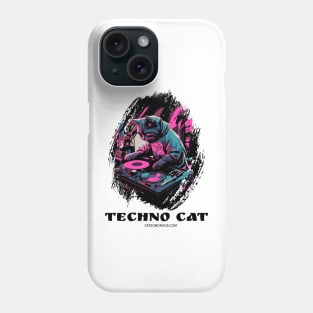 Techno cat - Catsondrugs.com - rave, edm, festival, techno, trippy, music, 90s rave, psychedelic, party, trance, rave music, rave krispies, rave flyer Phone Case