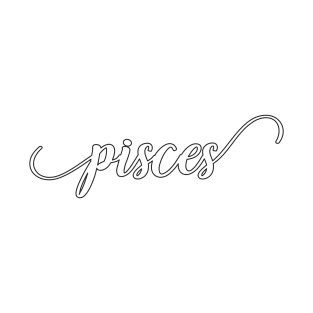 Pisces Zodiac Script Sticker T-Shirt