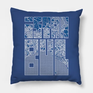 Istanbul, Turkey City Map Typography - Blueprint Pillow