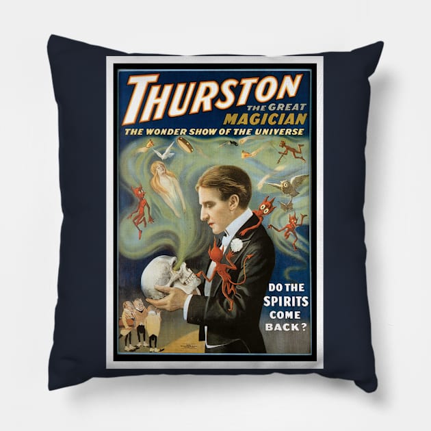 Vintage Magic Poster Art, Thurston the Great Pillow by MasterpieceCafe