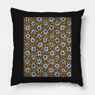 Batik Florals in Mustard and Navy Tones Pillow